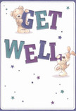 Bursting with playful optimism and gentle reassurance, this get well card features a soft teddy bear and a joyful puppy, both lovingly rendered to convey support and encouragement. The bear perches atop the confident, purple letters of 'GET,' while the floppy-eared pup nestles beside 'WELL,' drawn in vivid teal-a combination that stands out brightly against the card's creamy, inviting background. Light-catching stars in hues of blue and amethyst drift across the scene, evoking small acts of kindness found in Gerrards Cross, much like fresh bouquets that brighten hospital rooms or cozy homes. The illustrated fur of both animals looks so plush and touchable, every line suggesting comforting warmth, like the embrace of a friend or a neighbourly gesture. The bold, leaping typography brings the card to life, infusing it with cheerful energy and hope. This scene, layered with heart and artistry, feels as nurturing as a bouquet prepared by local florists-each element designed to offer comfort. Perfect for sending uplifting wishes in Gerrards Cross, the card radiates the hope and togetherness that define our community, ideal for anyone on the mend.